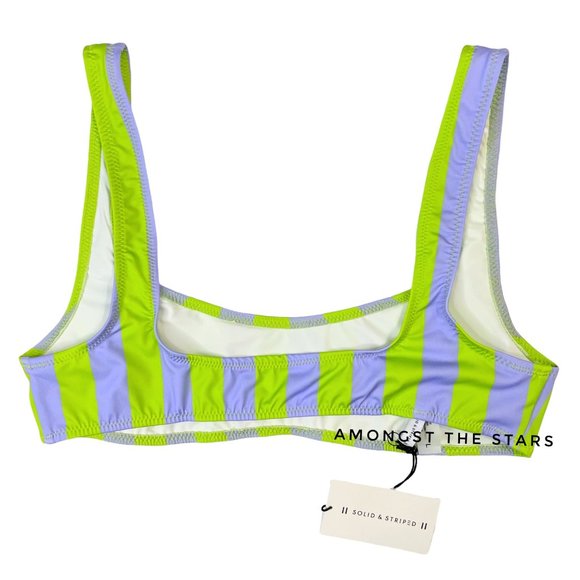 Solid & Striped Elle Purple & Green Stripe Bikini Top - Picture 3 of 6
